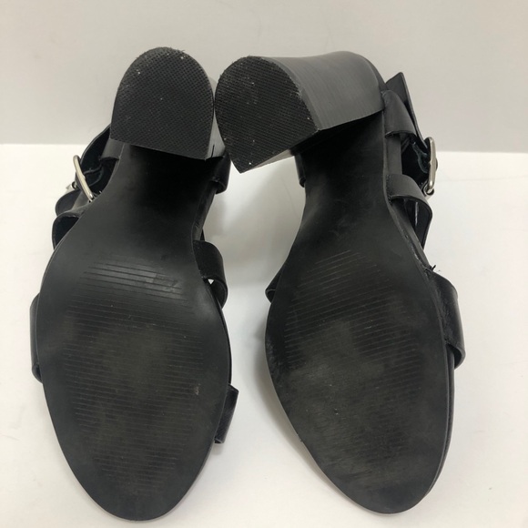 Steve Madden Double Buckle Black Leather Block Heel Size 5 M - Picture 8 of 10